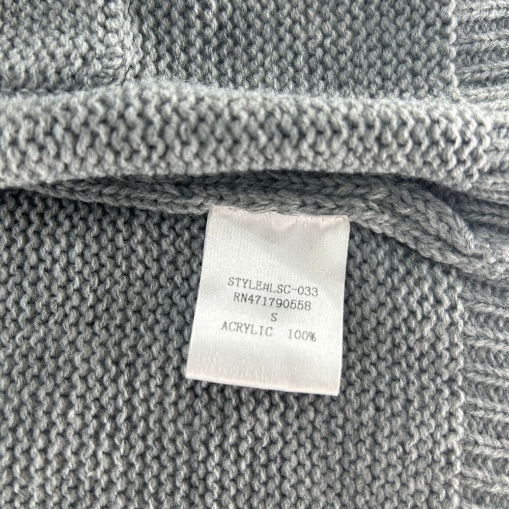 Love Sense Gray Cardigan Sz S NWT – Ruffle Statement Sleeves – Chunky Knit - Picture 4 of 7